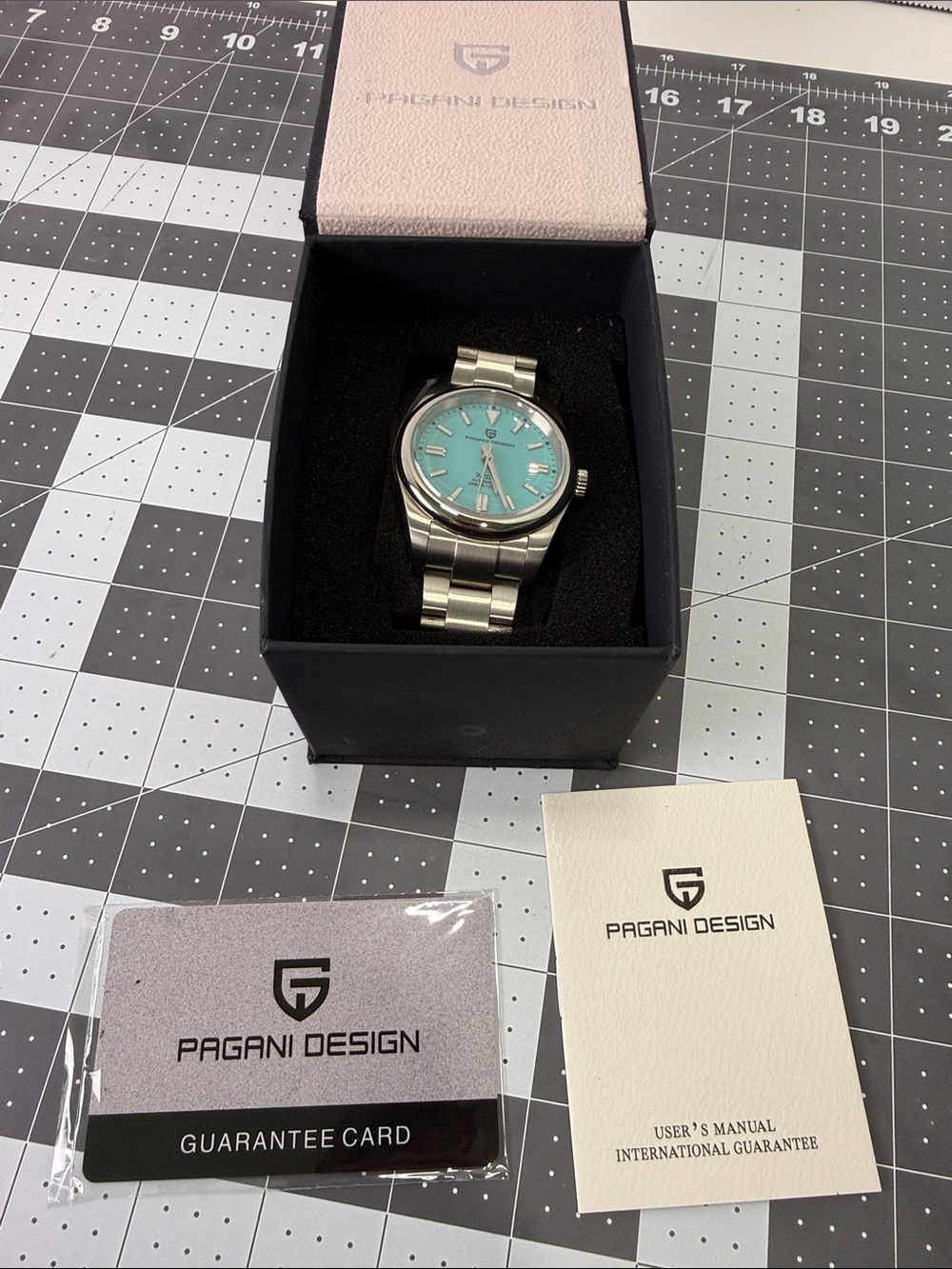 Pagani Design Men's Stainless Steel Watch with Turquoise Dial